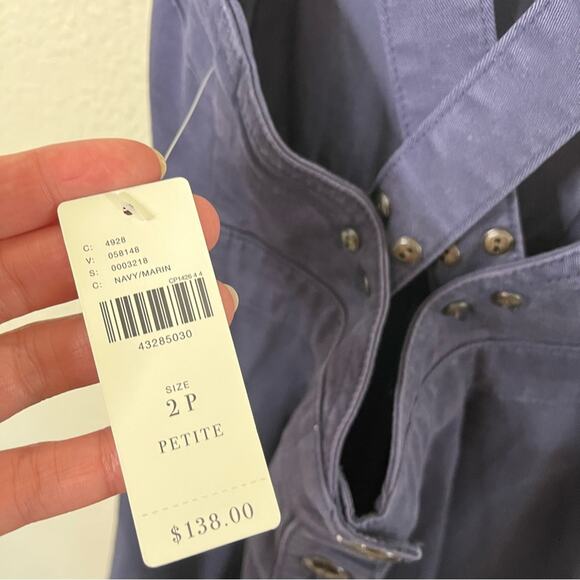 NWT Anthropologie Maeve Navy A-Line Flared Open Back Overall Midi Denim Dress 2P - Picture 8 of 11